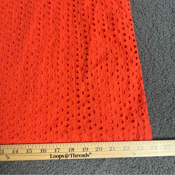 Alfred Sung Women's Orange Crewneck Sleeveless Square Eyelet Shift Dress Size 16 - Picture 4 of 12